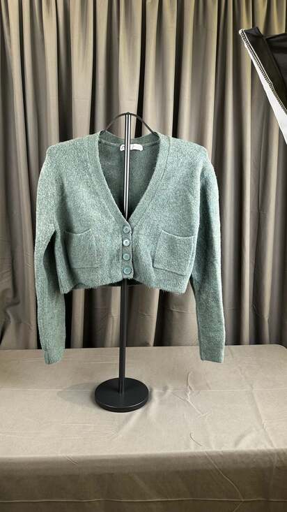 Zara Sweaters - Zara Cardigan Size S Green Knit V-Neck Cropped Pocket